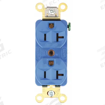 HUBBELL Receptacle: Duplex, 5-20, Blue, 125V AC, 20 A, 2 Pole / 3 Wire (MPN HBL5352BL) - General Purpose Receptacles