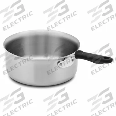 VOLLRATH Sauce Pan: 3.5 qt Capacity, Stainless Steel, Riveted, Black, Silicone Handle - Sauce Pans