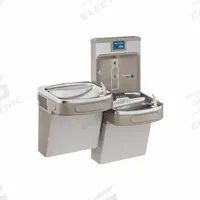 ELKAY Bi-Level Drinking Fountain with Bottle Filler: On-Wall, 8 gph @ 50°F, Stainless Steel, Gray (MPN LZSTL8WSLP). Key specifications — Brand: ELKAY; Housing Material: Stainless Steel; Filter Access: Bottom Panel Access; Housing Finish: Granite; Chilling Capacity: 8 gph @ 50°F; Housing Color: Gray.