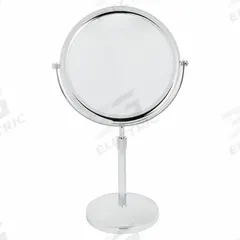 SEE ALL Makeup Mirror: Round, Glass, 20 in Overall Ht, 9 in Overall Wd, 6 in Overall Dp, Table Top (MPN JCTP95). Key specifications — Brand: SEE ALL INDUSTRIES; Frame Material: Metal; Frame Finish: Chrome; Frame Color: Silver; Mirror Edge Style: Polished Edge; Lighted: No.