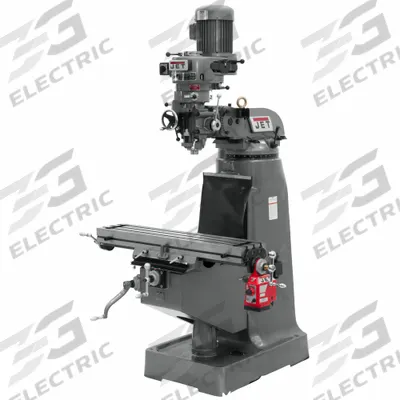 JET Vertical Milling Machine: JTM-2, Belt Drive, 2 hp, 115/230V - Belt-Drive Vertical Milling Machines with X-Axis Powerfeed