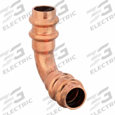 STREAMLINE Crimp Elbow Fitting: 90° Elbow, 1 1/8 in CTS x 1 1/8 in CTS size - Refrigeration Copper & Bronze Press Tube Fittings
