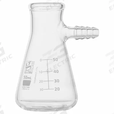 GLOBE SCIENTIFIC Filtering Flask: 50 mL, Colorless, Round, A - Glass Filtering Flasks
