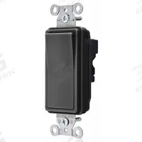 HUBBELL Wall Switch: Rocker Switch, Single Pole, Maintained, Black, 120/277V AC, 20 A (MPN SNAP2121BK). Key specifications — Illuminated: No; Voltage Rating: 120/277V AC.