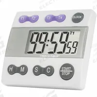 TRACEABLE Alarm Timer: Extra-Loud Alarms Sound for 1 Minute/Memory Recall, 1/2 in Overall Dp, LCD (MPN 5004). Key specifications — Clock Function Included: Yes; Count Direction: Count Down; Features: Memory Recall; Digital Display Screen Type: LCD; Alarm Type: Audible; Brand: TRACEABLE; Maximum Time Setting: 24 hrs.