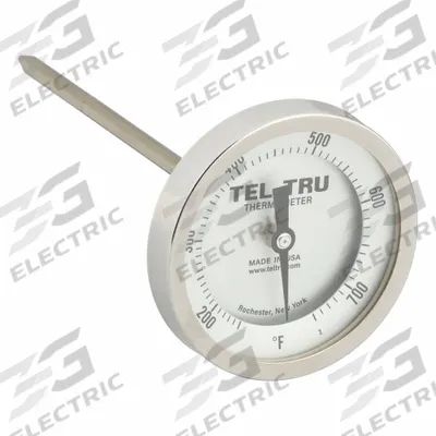 TEL-TRU Dial Thermometer: 150°F to 750°F, +/- 1% Accuracy, 6 in Stem Lg - General Purpose Dial Pocket Thermometers