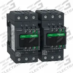 SCHNEIDER IEC Magnetic Contactor: Reversing, 3 Poles, 3NO Contacts, 40 A, 120V AC/48V AC Coil (MPN LC2D40AEHE). Key specifications — Brand: SCHNEIDER; Integrated Surge Suppression: No; Nominal Coil Voltage @ 60Hz: 48V AC.