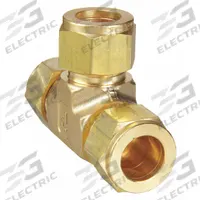 PARKER Compression Tee Fitting: 1/4 in OD x 1/4 in OD x 1/4 in OD Size, Brass, 7/16" Thread Size (MPN 4-4-4 JBZ-B). Key specifications — attr1196838: CPI™; attr1196811: PARKER.