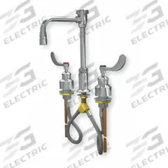 WATERSAVER FAUCET COMPANY Laboratory Faucet: Faucet, Widespread, 2 Handles, Wristblade, Aerated (MPN L2224VB). Key specifications — Brand: WATERSAVER FAUCET COMPANY; Color/Finish: Chrome; Inlet Connection Type: NPT; Product Type: Faucet.
