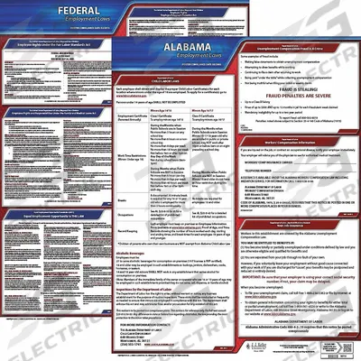 JJ KELLER Labor Law Poster: AL, English, Plastic, 20 in x 24 in - State & Federal Labor Law Poster Sets