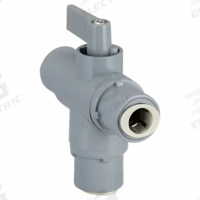 APPROVED VENDOR Manual Three-Way Ball Valve: 3/8 in, PVC, L Flow, Push x Push x Push - NSF 51 Compliant L-Port PVC Ball Valves