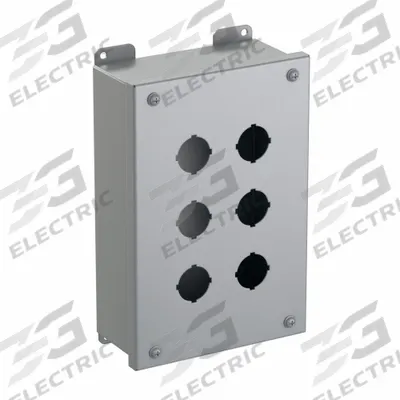 HAMMOND Push Button Enclosure: 30mm, 6 Holes, Carbon Steel - Enclosures for 30mm Operators