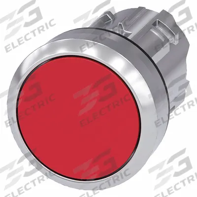 Siemens Flush Push Button: Red, 22 mm Mounting Size, Metallic - Flush-Mount & Recessed Push-Button Operators