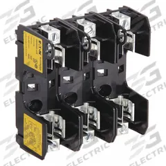 BUSSMANN Fuse Block: Open Block Design, 3 Pole, 250 V AC, Box Lug, Non-Indicating (MPN HM25060-3CR). Key specifications — attr233046: BUSSMANN.