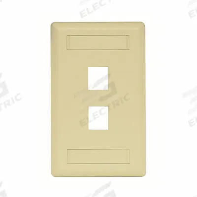 HUBBELL PREMISE WIRING Wall Plate: Ivory, 1 Gang, 2 Port, Flat Module, Plastic - Keystone Wall Plates