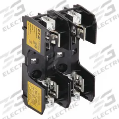 BUSSMANN Fuse Block: Open Block Design, 2 Pole, 250 V AC, Box Lug, Non-Indicating (MPN RM25060-2CR). Key specifications — Brand: BUSSMANN.