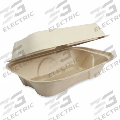 WORLD CENTRIC Carry-Out Food Container: Tan, Hinged Lid Container Container, 1 Compartments - Hinged-Lid Molded Fiber Containers
