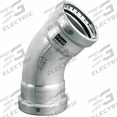 VIEGA MEGAPRESS Crimp Elbow Fitting: 3 in Pipe x 3 in Pipe Size, Press-fit x Press-fit - Potable Water Stainless Steel Press Fittings