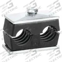 BEHRINGER PIPE SYSTEMS Vibration-Dampening Beta Clamp: Ribbed Bore, Steel Clamp, For 2 Lines (MPN TW5150-PP)