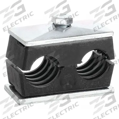 BEHRINGER PIPE SYSTEMS Vibration-Dampening Beta Clamp: Ribbed Bore, Steel Clamp, For 2 Lines (MPN TW5150-PP) - Vibration-Dampening Textured Core Beta Clamps