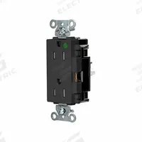 HUBBELL Receptacle: Hospital Grade, Decorator Duplex, 5-15R, Black, 125V AC, 15 A, 2 Pole / 3 Wire (MPN HBL2172STBKTR)