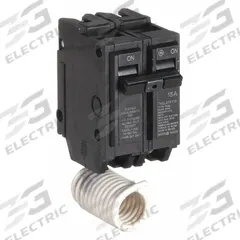 GE Miniature Circuit Breaker: THQL, 15 A, 120/240V AC, Single Phase, 10kA at 120/240V AC, 2 Poles (MPN THQL21WY15). Key specifications — Amps: 15 A; AC Voltage Rating: 120/240V AC; Phase: Single; Max. AIR Rating: 10kA at 120/240V AC; For Use With: Power Mark Gold Load Centers and AQ Lighting Panels.
