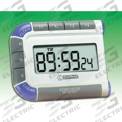 TRACEABLE Digital Timer: (4) Channels, 1/2 in x 2 1/4 in x 2 3/4 in, 1/2 in Overall Dp, LCD, Audible (MPN 7074). Key specifications — Clock Function Included: Yes; Count Direction: Count Down; Features: (4) Channels; Digital Display Screen Type: LCD; Alarm Type: Audible; Brand: TRACEABLE; Maximum Time Setting: 99 hrs, 59 minutes, 59 seconds.