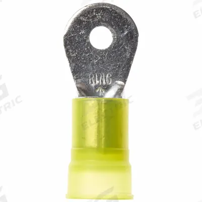 3M Ring Terminal: Yellow, Nylon Insulation, #10 Stud Size, 4 AWG to 4 AWG Wire Sizes - Insulated Ring Terminals