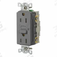 HUBBELL GFCI Receptacle: Duplex, 5-15, Gray, GFCI, 125V AC, 15 A, 2 Pole / 3 Wire (MPN GFR15GRY)