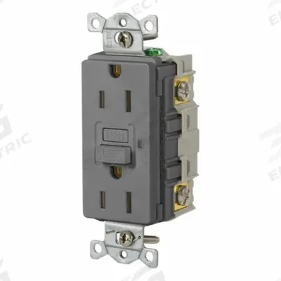 HUBBELL GFCI Receptacle: Duplex, 5-15, Gray, GFCI, 125V AC, 15 A, 2 Pole / 3 Wire (MPN GFR15GRY) - General Purpose Receptacles
