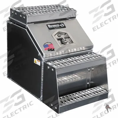 BUYERS PRODUCTS Step Boxes: Aluminum, Silver, 28 in Overall Dp, 24 in Overall Ht - Single Flip-Up Door Truck Step Boxes