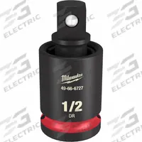 MILWAUKEE Universal Joint: Black Phosphate, 1/2 in Output Drive Size, Square, 2 31/64 in Overall Lg (MPN 49-66-6727). Key specifications — attr1204914: Black Phosphate; attr1204915: Locking Not Included; attr1204918: Square; attr1204937: MILWAUKEE.