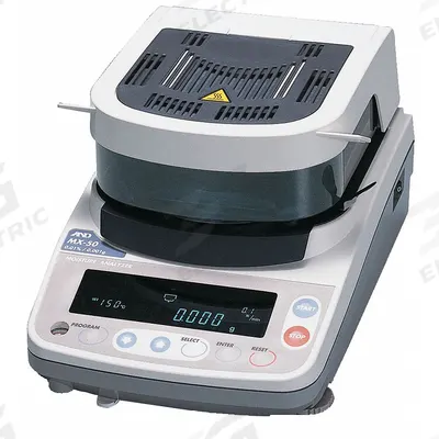 A&D WEIGHING Moisture Analyzer: 51 g Max Capacity, 50°C to 200°C, Halogen, RS232C, VFD - Moisture Analyzers