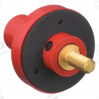 Single Pole Receptacle: Red, Straight Taper Nose Mating, Threaded Stud Termination, 600V AC/600V DC (MPN HBL15MRSR). Key specifications — Series: 15; Receptacle Gender: Male; Brand: HUBBELL.
