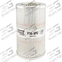 BALDWIN FILTERS Hydraulic Filter: Hydraulic Fluid, Cartridge, 3 3/8 in Inside Dia, 9 in Overall Ht (MPN PT90-MPG). Key specifications — Media Material: Cellulose; Brand: BALDWIN FILTERS; Compatible Fluid Type: Hydraulic Fluid; Compatible Vehicle Make: Caterpillar; Includes: Reinforced Centertube.