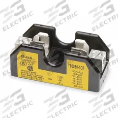 BUSSMANN Fuse Block: Open Block Design, 1 Pole, 600 V AC, Screw, Non-Indicating (MPN T60030-1SR). Key specifications — Brand: BUSSMANN.