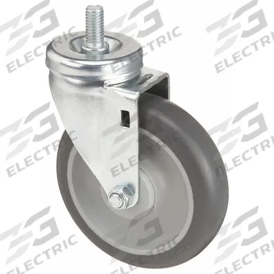 APPROVED VENDOR Stem Caster: 5 in Wheel Dia., 1 1/4 in Wheel Wd, Rubber, 280 lb Load Capacity - Debris-Resistant Threaded Stem Casters