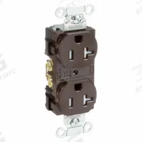 HUBBELL Receptacle: Duplex, 5-20, Brown, 125V AC, 20 A, 2 Pole / 3 Wire (MPN BR20TR)