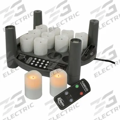 STERNO Flameless Candle: 40 hr Burn Time, Black/White, 9 3/4 in Overall Ht - Candles & Votives