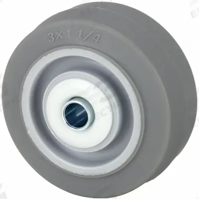 APPROVED VENDOR Caster Wheel: 3 in Wheel Dia., 1 1/4 in Wheel Wd, Rubber, 200 lb Load Rating - Nonmarking Rubber Tread on Plastic Core Wheels