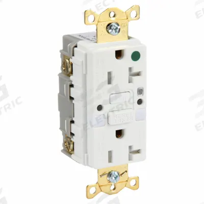 HUBBELL GFCI Receptacle: Hospital Grade, Duplex, 5-20R, White, GFCI, 125V AC, 20 A - Receptacles with Built-In Surge Protection