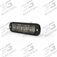 ECCO LED Directional Warrning Light: Perimeter Flashing Warning Light, Red/White, 3/8 in Overall Wd (MPN ED3802RW-WWG). Key specifications — Operating Voltage: 12-24V DC; Number of Flash Patterns: 69; Includes: Mounting Hardware; Electrical Connection: Blunt Cut Wires; Mount Type: Bolt; Brand: ECCO; Shape: Rectangular.