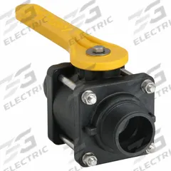 BANJO Manual Two-Way Ball Valve: 2 in, Polypropylene, Straight, MNPT x Male Camlock, Three-Piece (MPN VFMT204FP). Key specifications — Brand: BANJO; Handle: Lever.