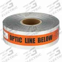 APPROVED VENDOR Detectable Buried Tape: 1,000 ft Tape Lg, Orange, Aluminum (MPN SD3105O51-200). Key specifications — Message: Caution Buried Fiber Optic Below; Material: Aluminum.