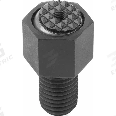 KIPP Threaded Gripper w/Serrated Pad: Steel Pad, M20, 60 mm Thread Lg, 20 mm Pad Dia - Threaded Grippers with Serrated Steel Pad