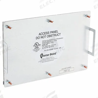 FLAME GARD Duct Access Door: 7 in x 10 in, 16 ga, Steel, Thumbscrews, 2,300°F Max Temp Rating - Fire-Rated Flat Access Doors
