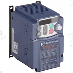 FUJI ELECTRIC Variable Frequency Drive: In Phase Single, Out Phase Three, 1/8 hp, No Bypass, Blue (MPN FRN0001C2S-6U). Key specifications — Style: Heat Sink; Color: Black/Blue/Gray; Output Voltage: 200-240V AC; Output Phase: Three.