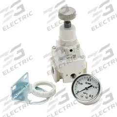 SMC Precision Compressed Air Regulator: Aluminum, 1/4 in Rc, 1,900 lpm, 1 MPa Max Op Pressure, Knob (MPN IR2000-02BG-A). Key specifications — attr111664: Yes; attr111400: SMC; attr111627: SMC.