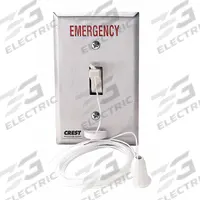 CREST HEALTHCARE SUPPLY Pullcord Station: 2 3/4 in Overall Wd, 12-120V, 4303-FE. Key specifications — Standards: FDA Listed; Manufacturer Part Number: 4303-FE; Color: Silver; Voltage: 12-120V; Brand: CREST HEALTHCARE SUPPLY; Call Station Type: Pullcord Station; Part Type: Station Replacements; Station Type: Pullcord Station.