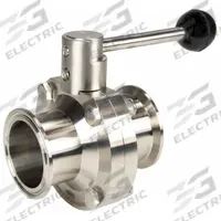 DIXON Butterfly Valve: 1/2 in Pipe Size, Clamp, 140 psi Max. Pressure (CWP), 316L Stainless Steel, 4 (MPN B5107V050CC-A). Key specifications — Average Surface Roughness (Ra): ≤ 32 micron; Brand: DIXON; Stop Positions: 4; Handle Type: Lever; Body Material: 316L SS; Disc Material: 316L SS.